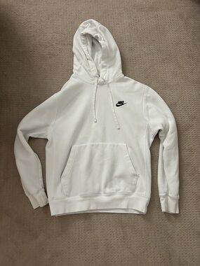 Nike Men’s White Hoodie with Black Swoosh